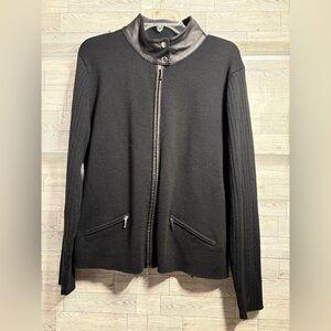 Metropolis Black Jacket with Leather Accents